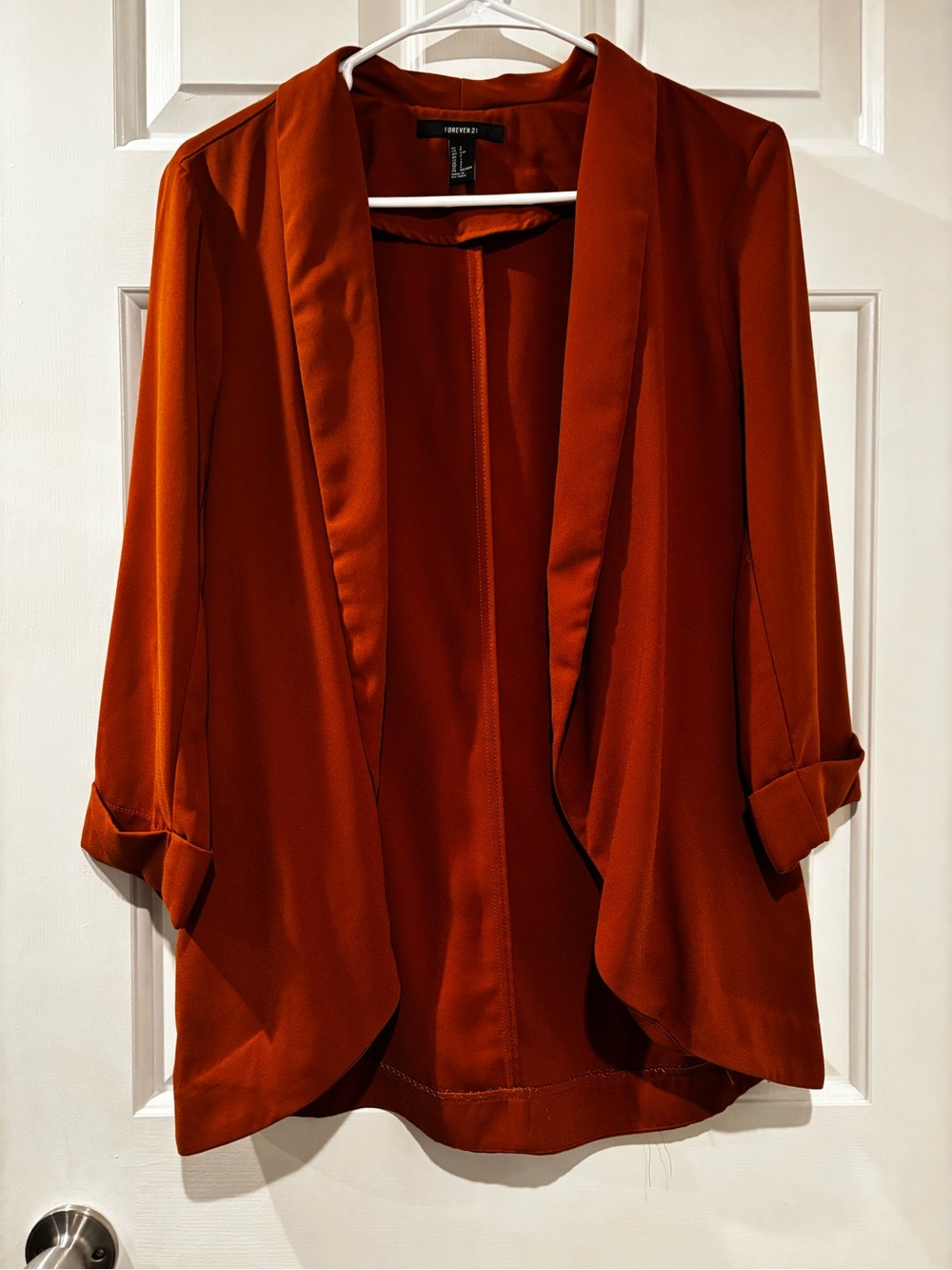 Forever 21 Rust Open-Front Draped Blazer